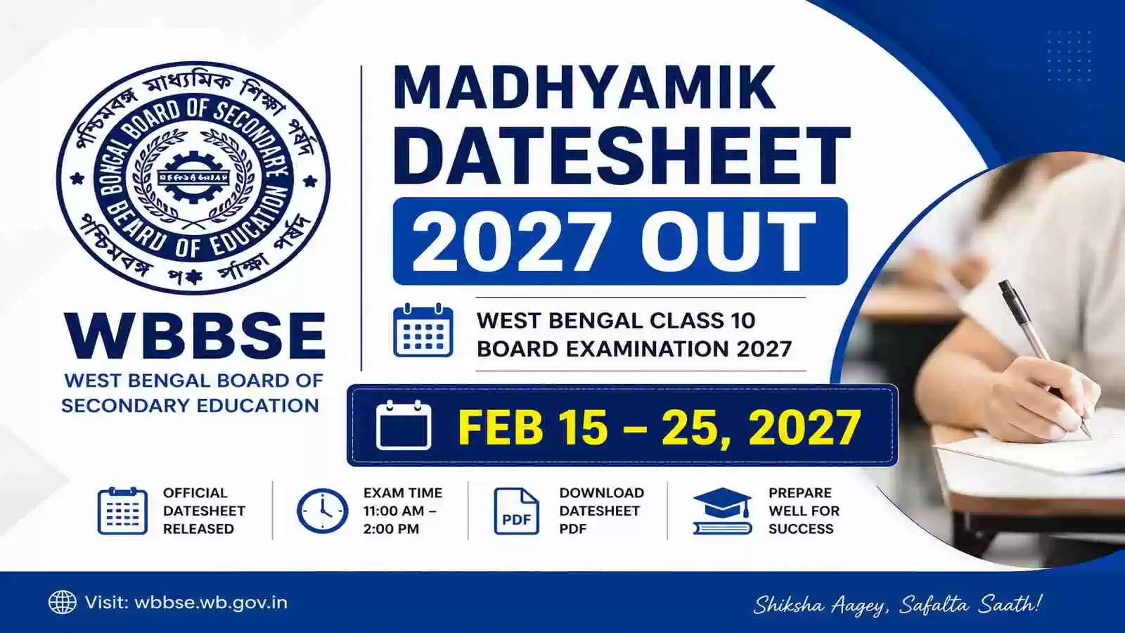 WB Madhyamik Exam 2027 Datesheet Released for Class 10