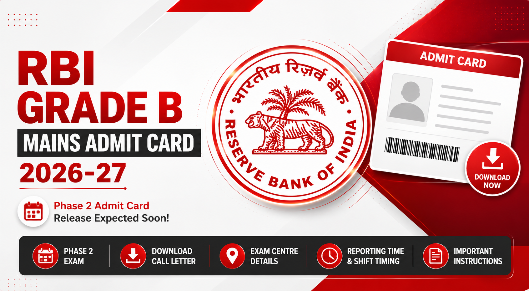 RBI Grade B Admit Card 2026 Released for Phase 2 Exam